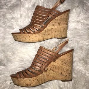 Franco Sarto Caged Brown Wedges
